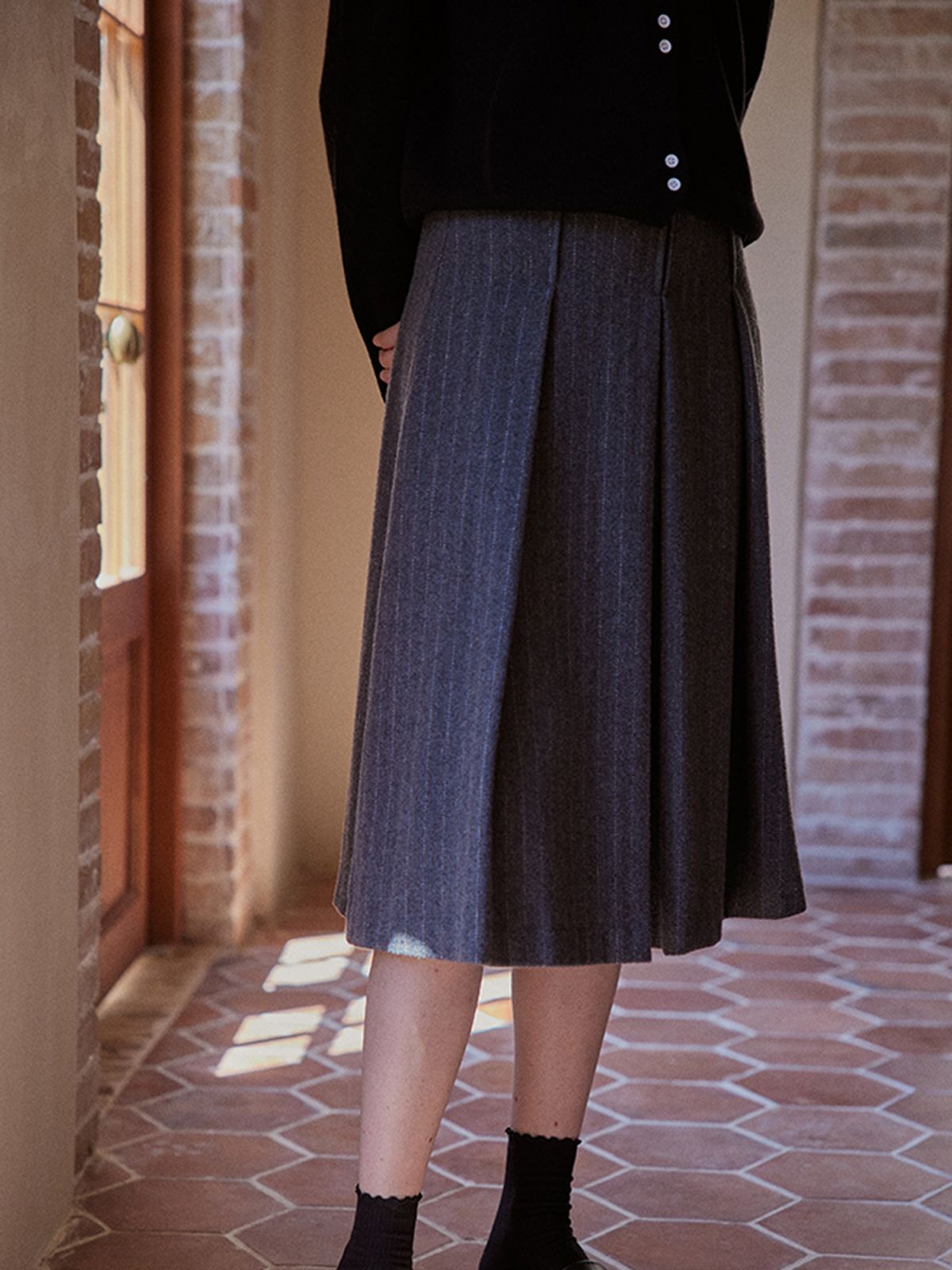 프라우드 마리(PROUD MARY) PM stripe woolen skirt