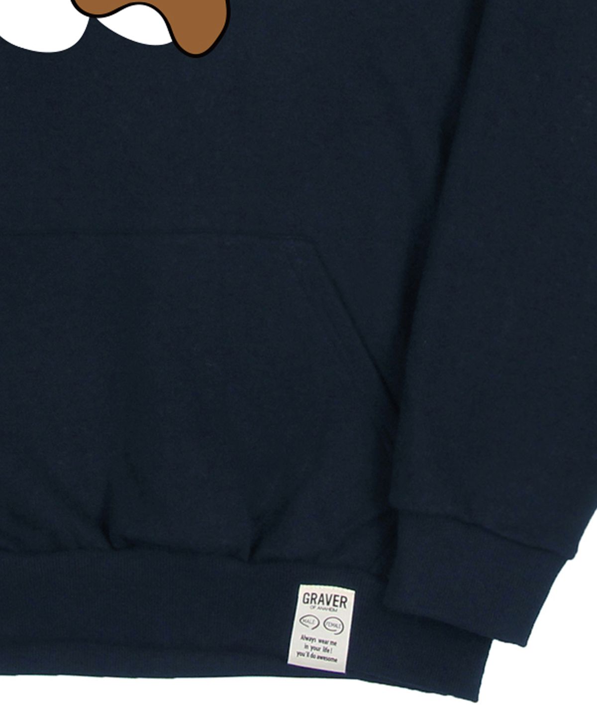 그레이버(GRAVER) [UNISEX]빅 플라워 베어 스마일 후드티_네이비