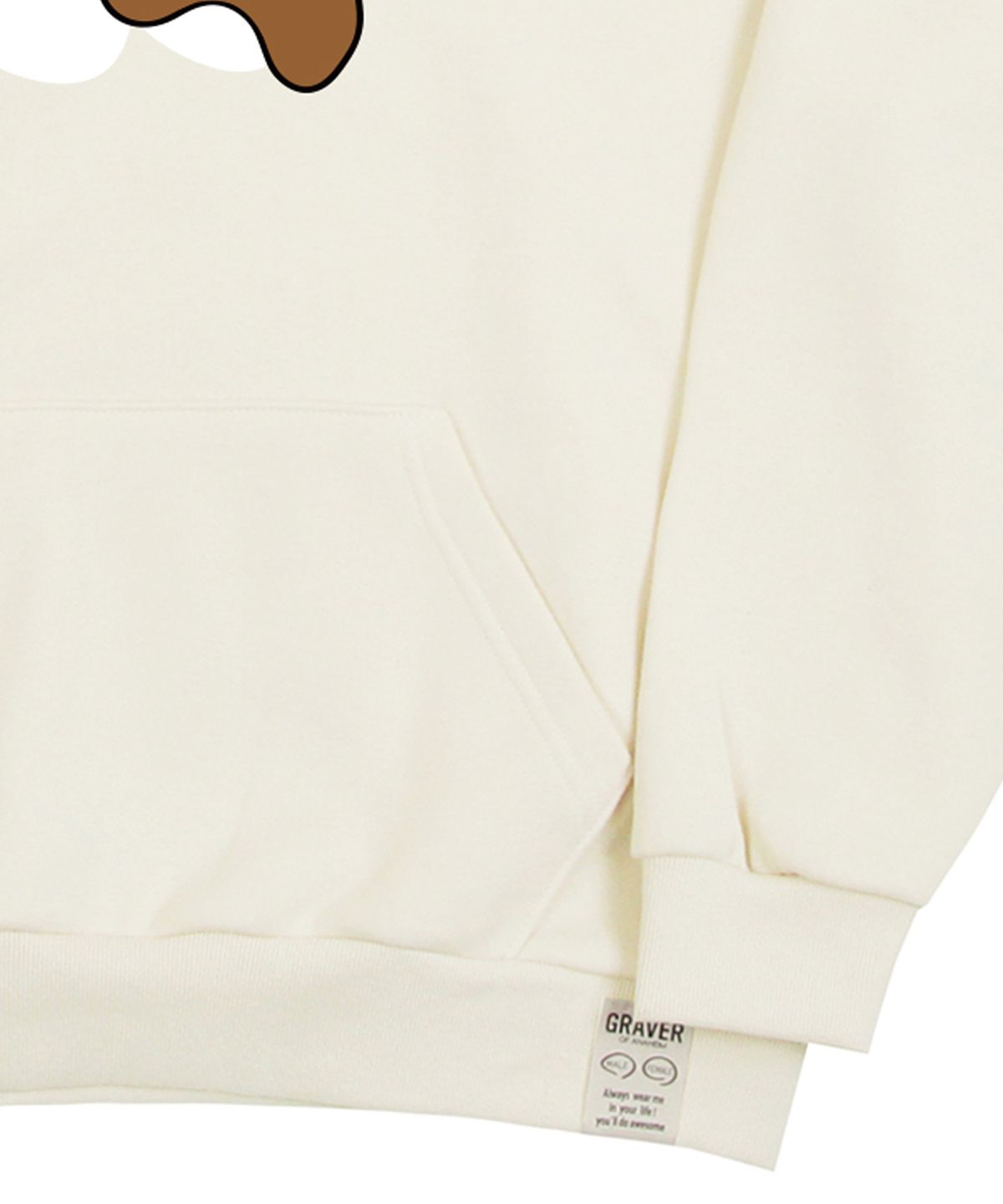그레이버(GRAVER) [UNISEX]빅 플라워 베어 스마일 후드티_크림