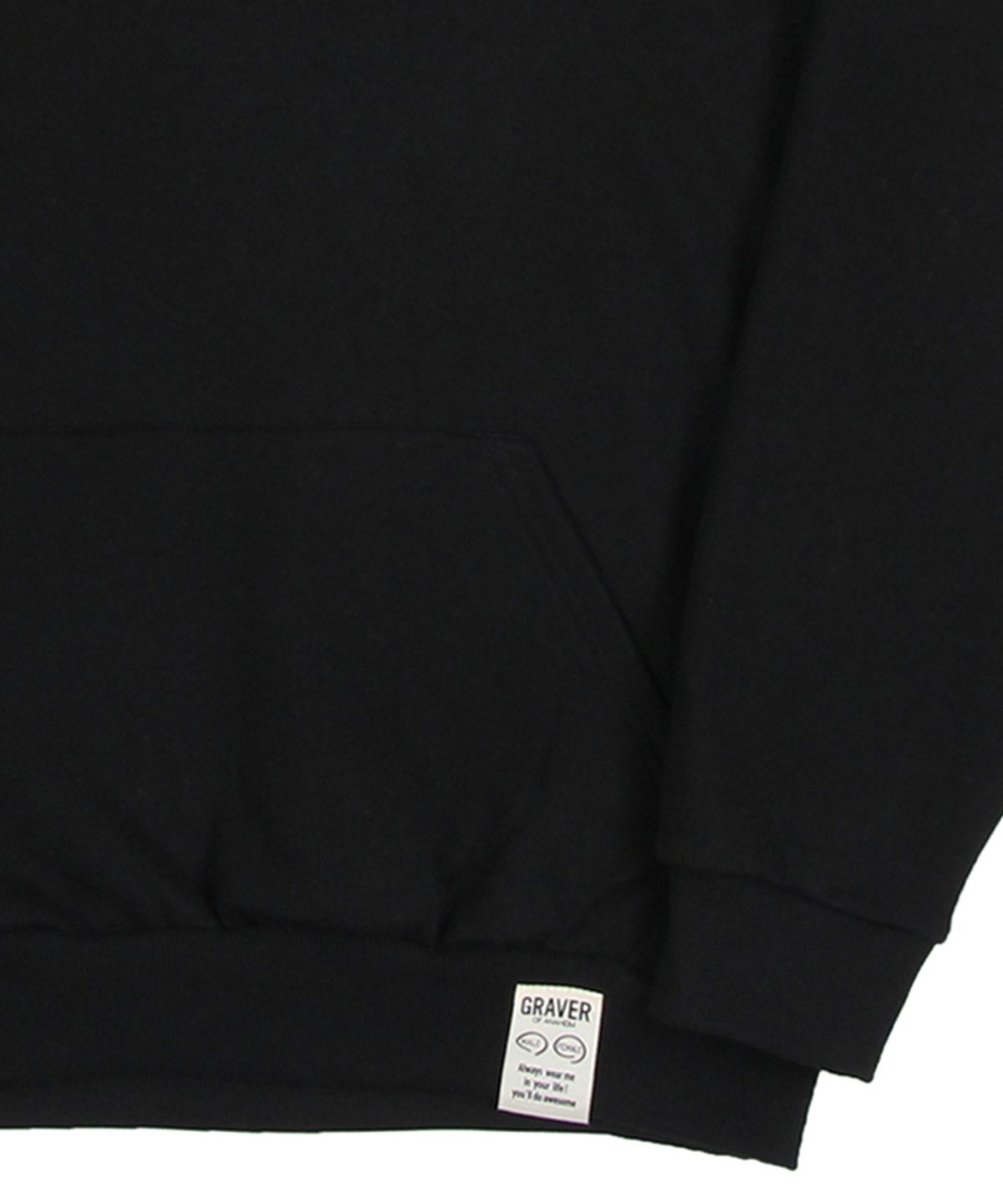 그레이버(GRAVER) [UNISEX]플라워 베어 자수 스마일 후드티_블랙