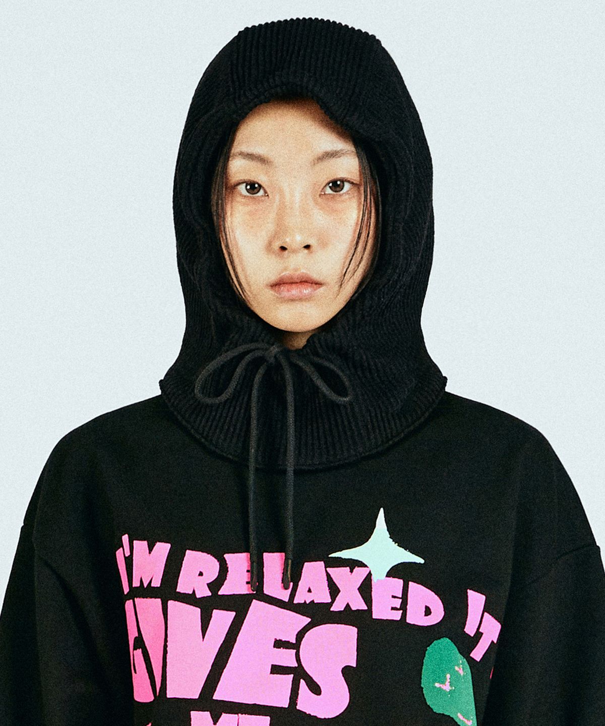 바스락(VASROCK) 츄러스니트 바라클라바 블랙