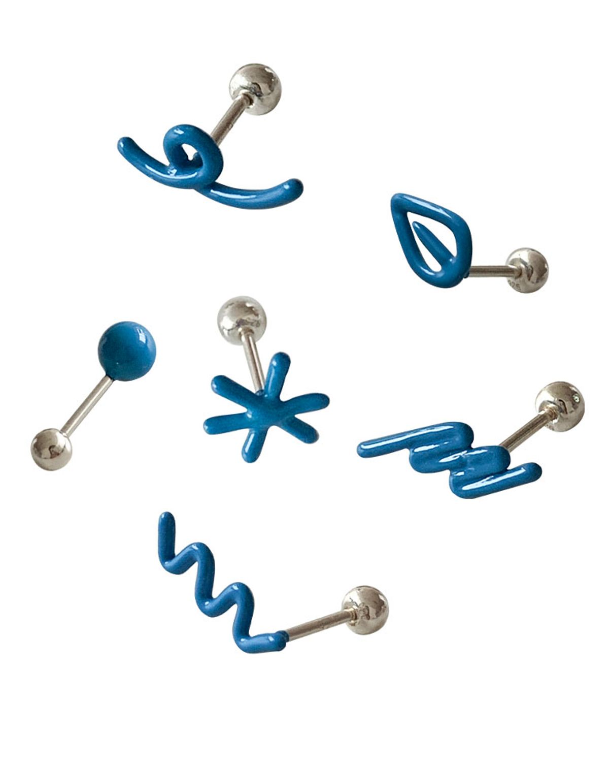 잇더즌매터(IT DOESN'T MATTER) Rainbow doodle piercing (Blue)