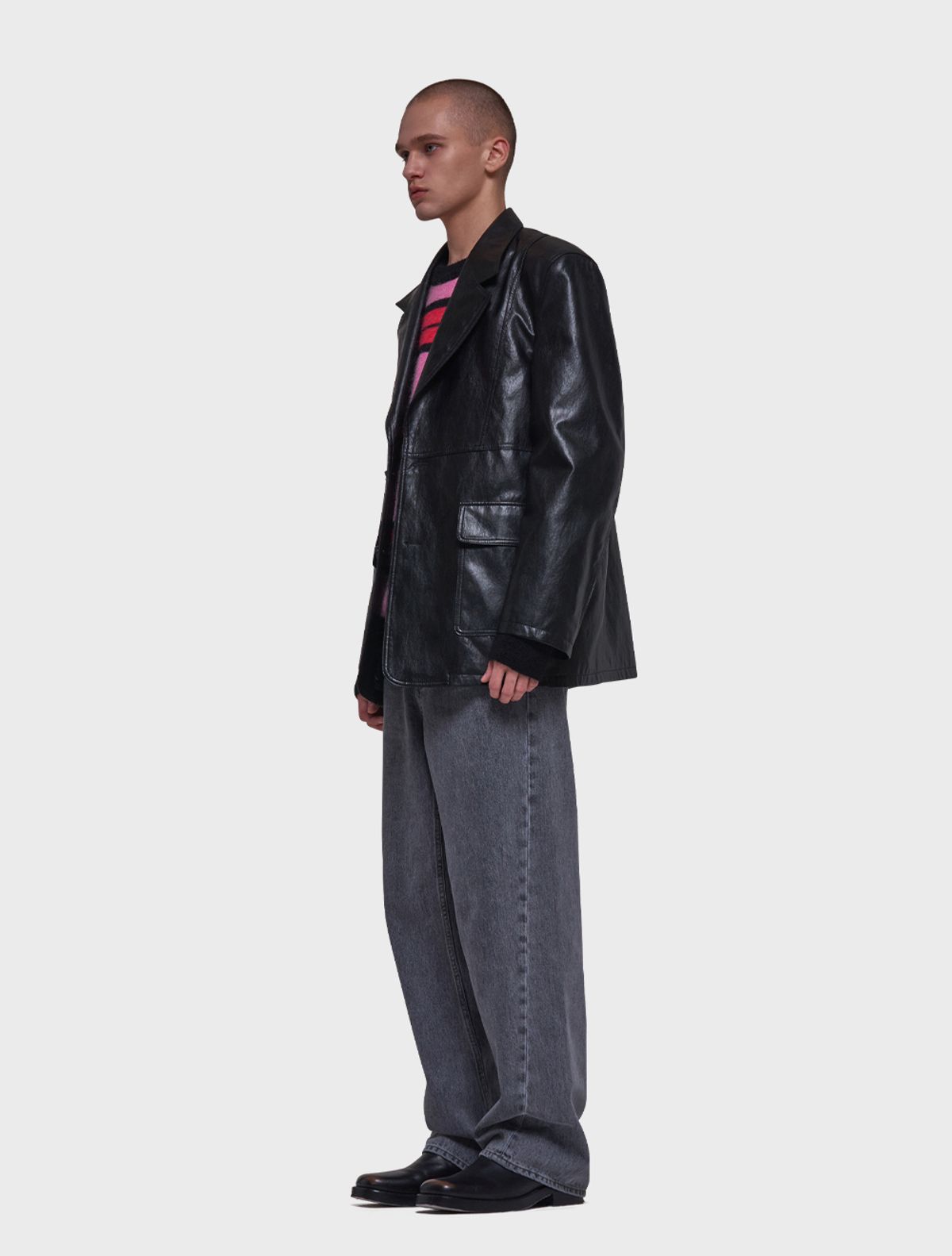 데호(DEHO) CURVED DENIM (WIDE) [Black]