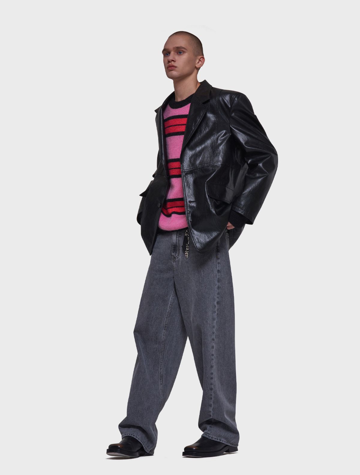 데호(DEHO) CURVED DENIM (WIDE) [Black]