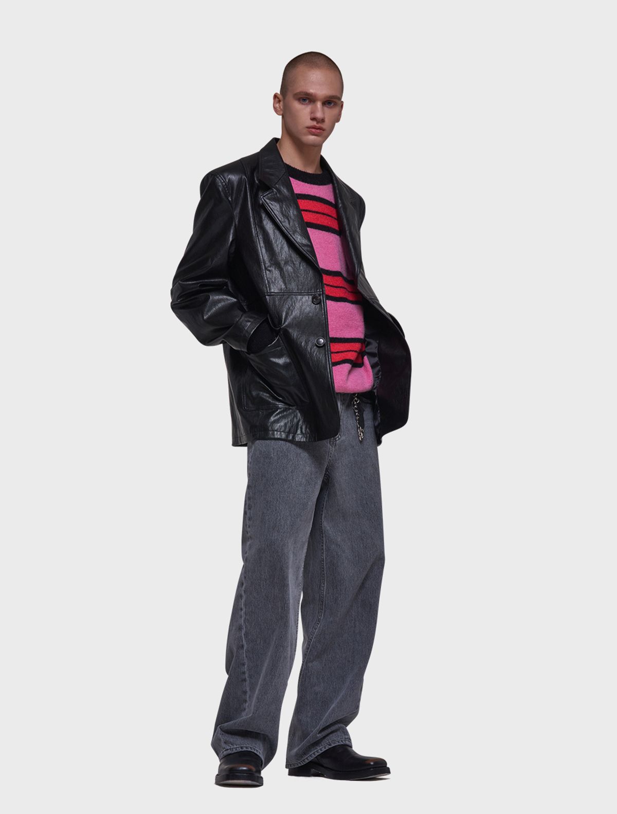 데호(DEHO) CURVED DENIM (WIDE) [Black]