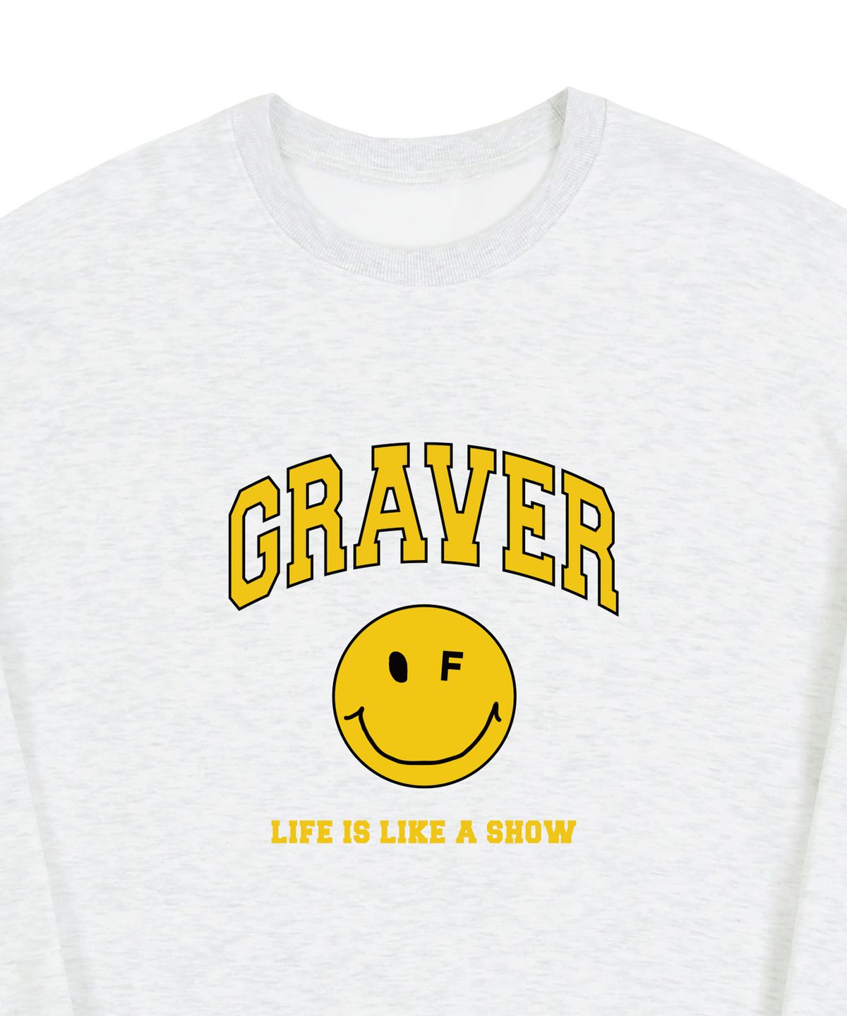 그레이버(GRAVER) [UNISEX]아치로고 라이프 도트스마일 맨투맨_멜란지화이트