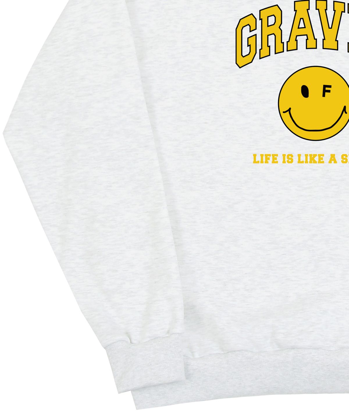 그레이버(GRAVER) [UNISEX]아치로고 라이프 도트스마일 맨투맨_멜란지화이트
