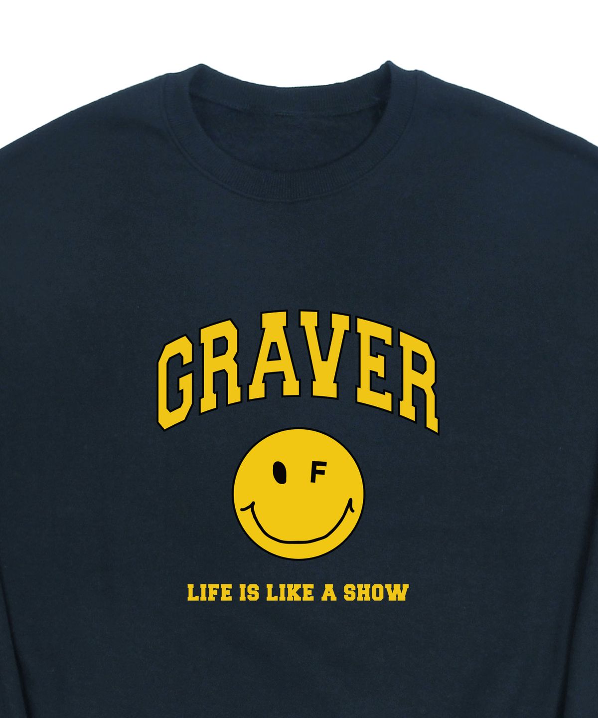 그레이버(GRAVER) [UNISEX]아치로고 라이프 도트스마일 맨투맨_네이비