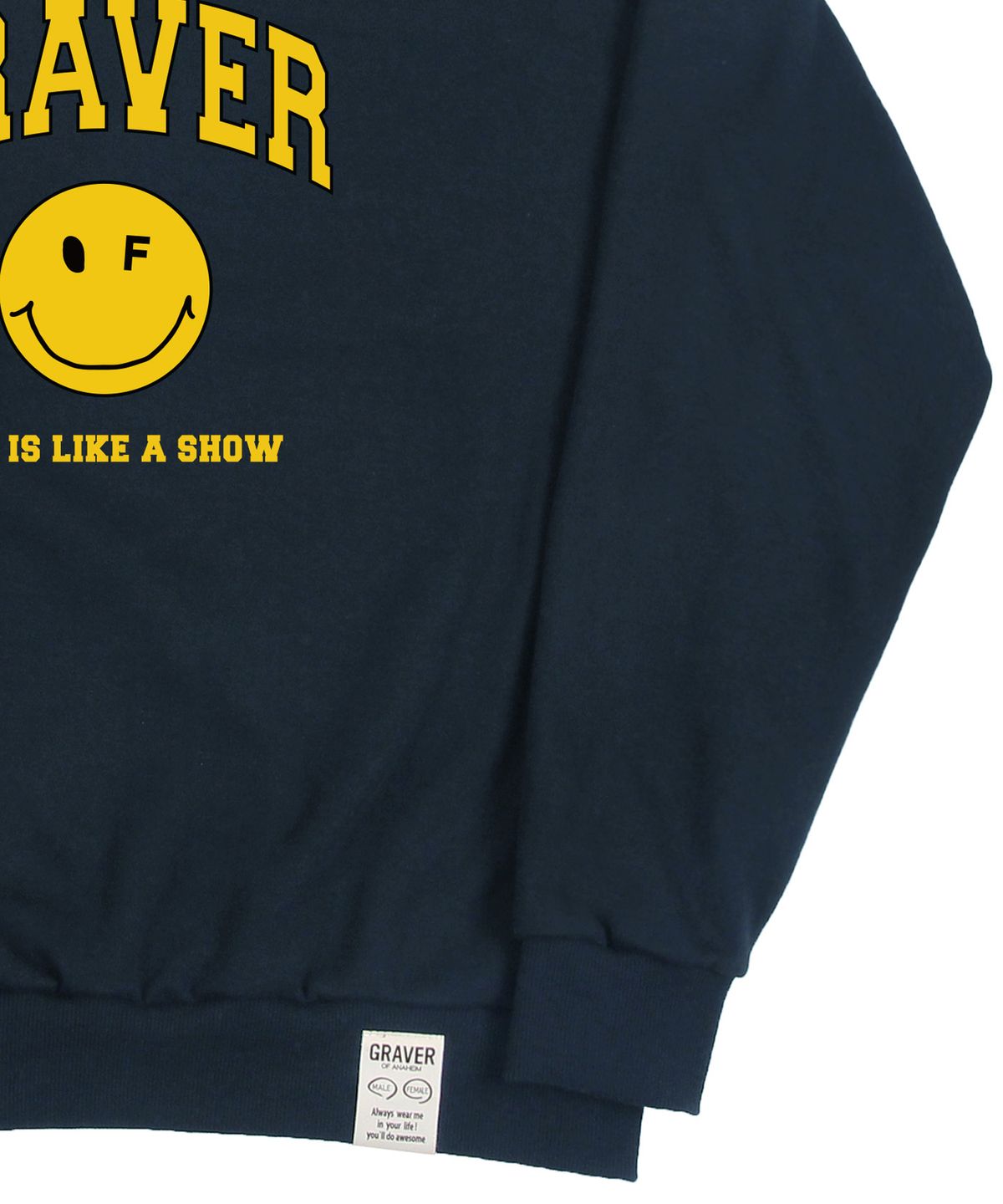 그레이버(GRAVER) [UNISEX]아치로고 라이프 도트스마일 맨투맨_네이비