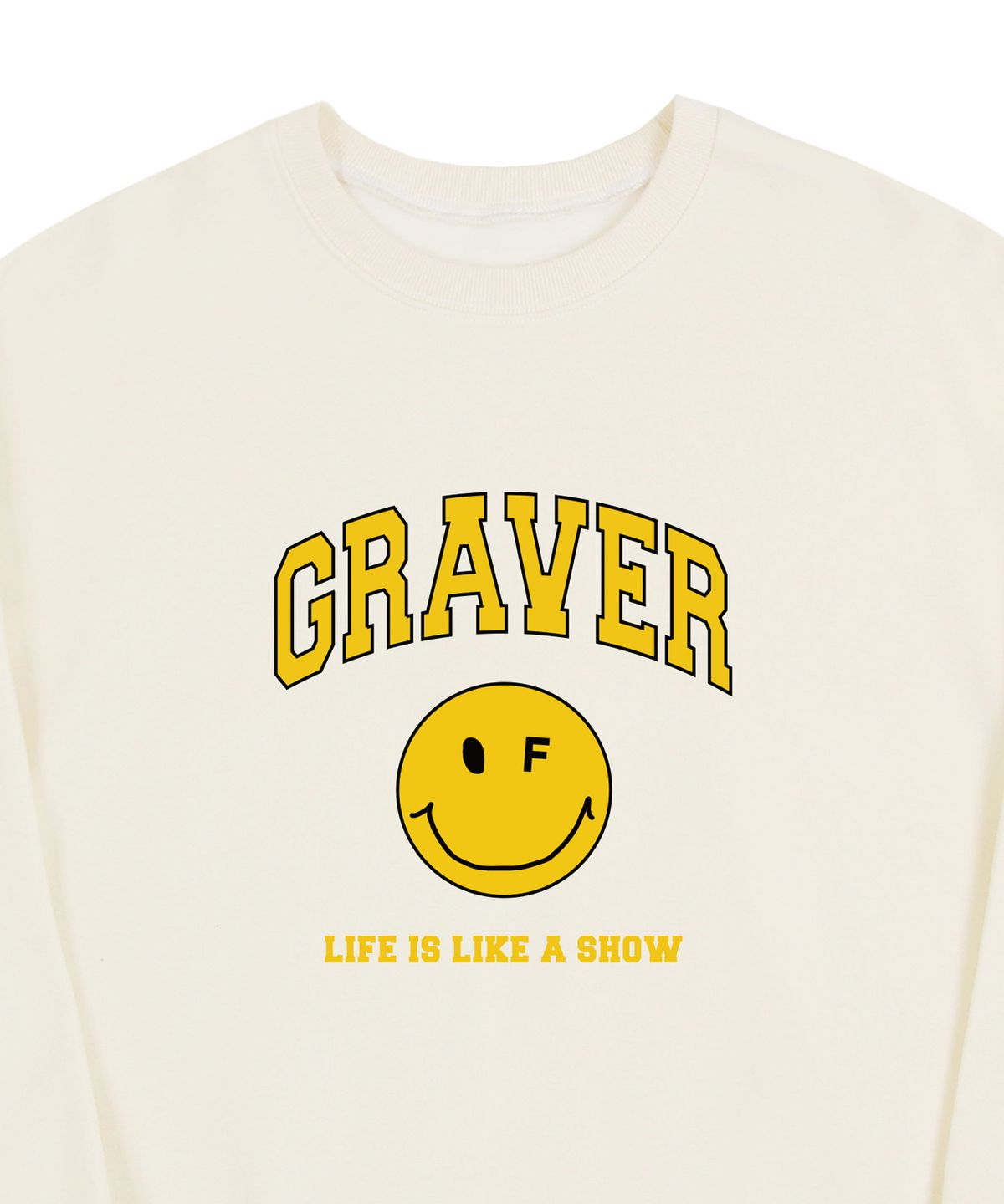 그레이버(GRAVER) [UNISEX]아치로고 라이프 도트스마일 맨투맨_크림