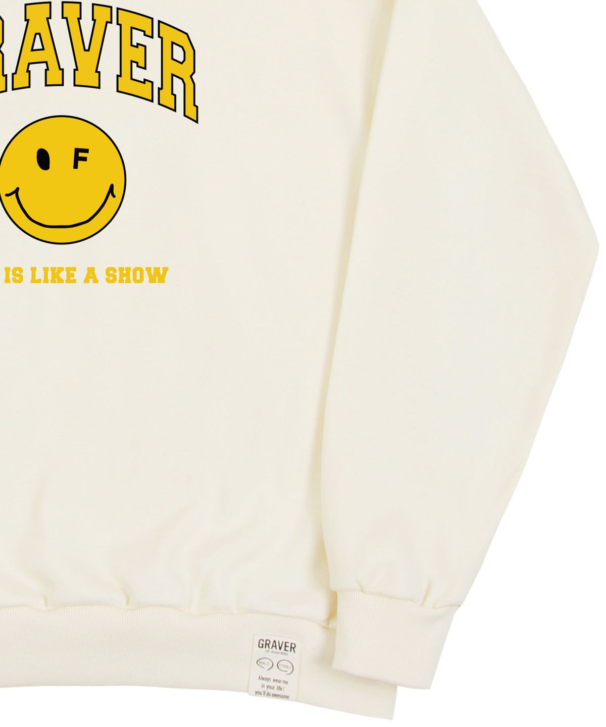 그레이버(GRAVER) [UNISEX]아치로고 라이프 도트스마일 맨투맨_크림
