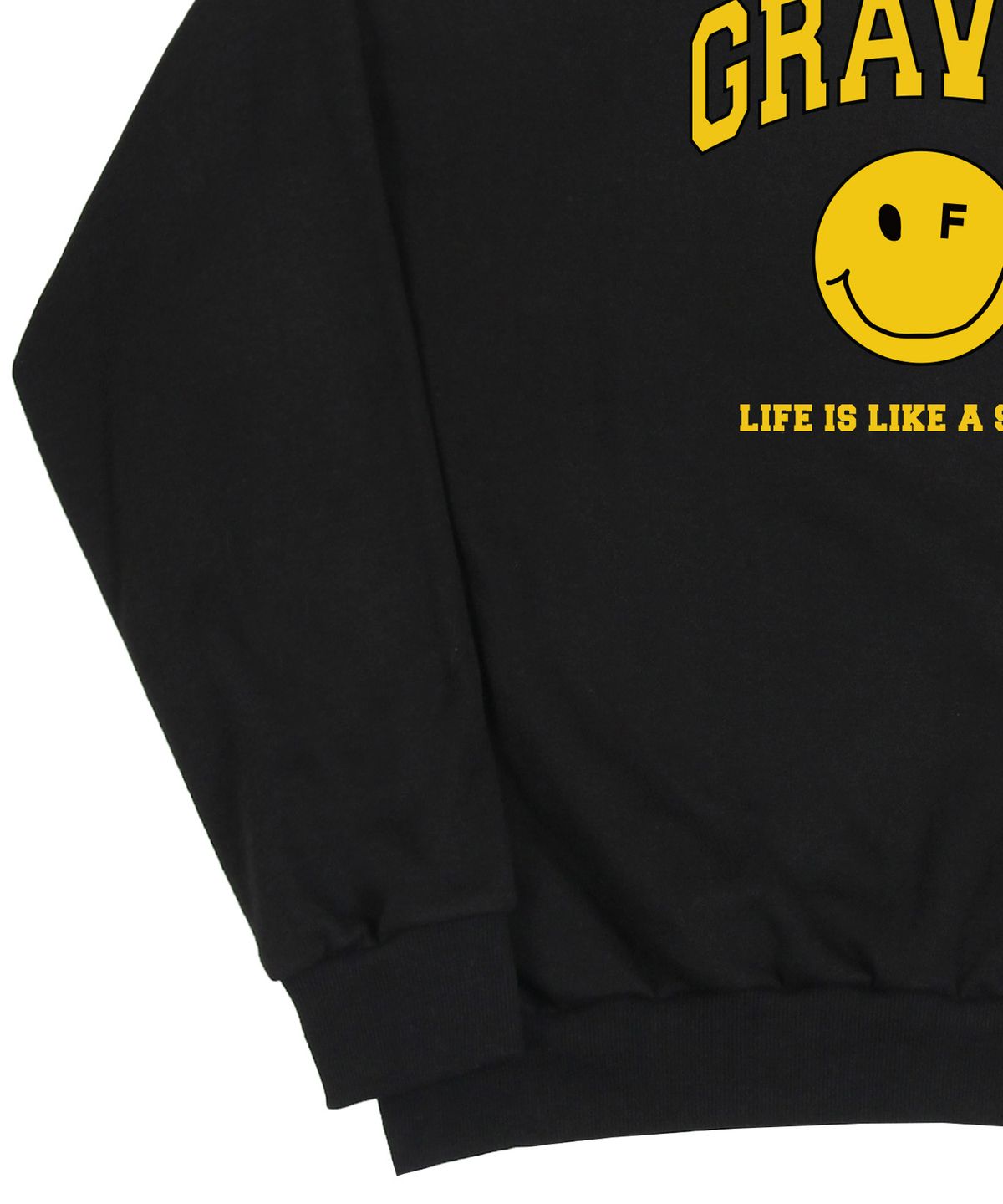 그레이버(GRAVER) [UNISEX]아치로고 라이프 도트스마일 맨투맨_블랙