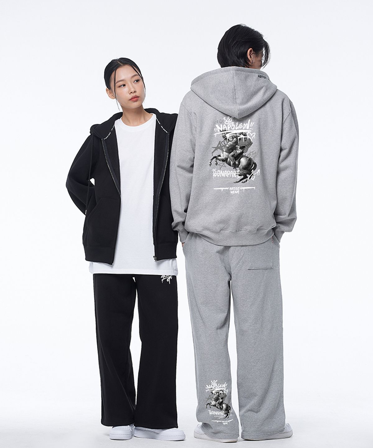 아티스트웨어(ARTISTWEAR) [ATW] 트레이닝 셋업 나폴레옹 후드집업 +  나폴레옹 와이드 밴딩 팬츠