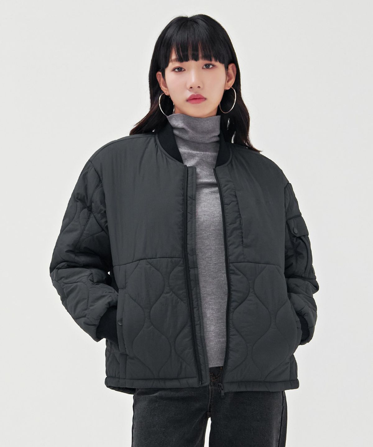 체이스컬트(CHASECULT) 공용 퀄팅 믹스 항공 점퍼-BFRU4112C0C
