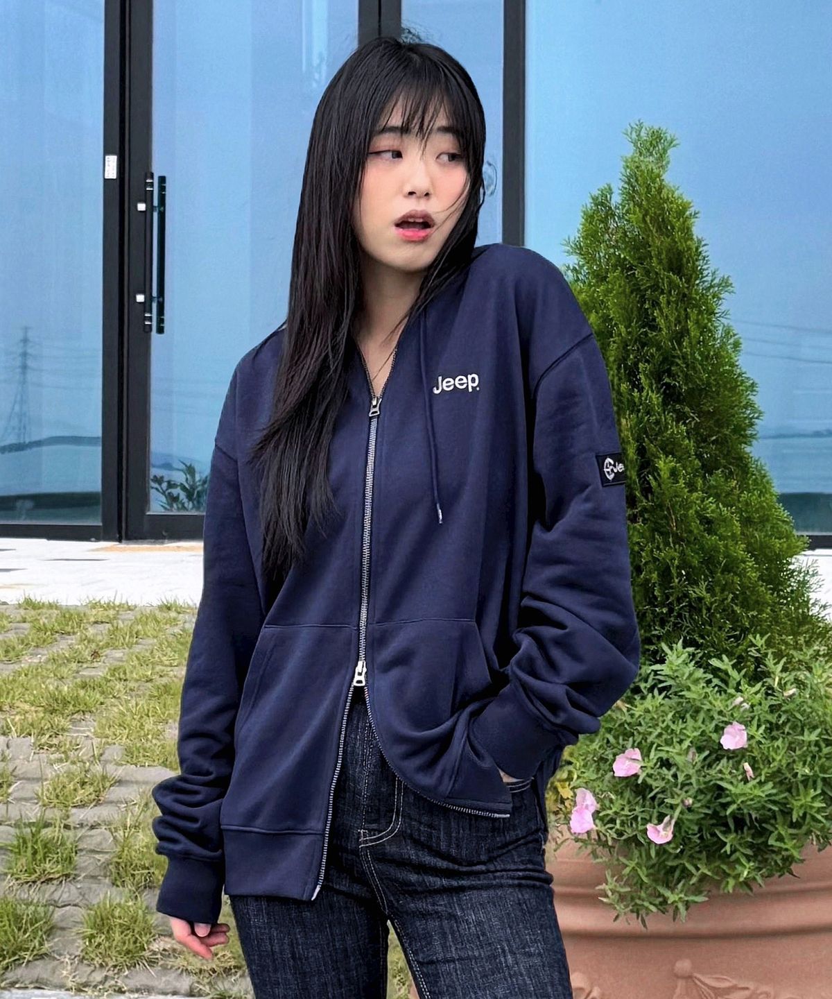 지프(JEEP) 2WAY 오버핏 스몰 지프 후드집업 (JR5TZU051NA)