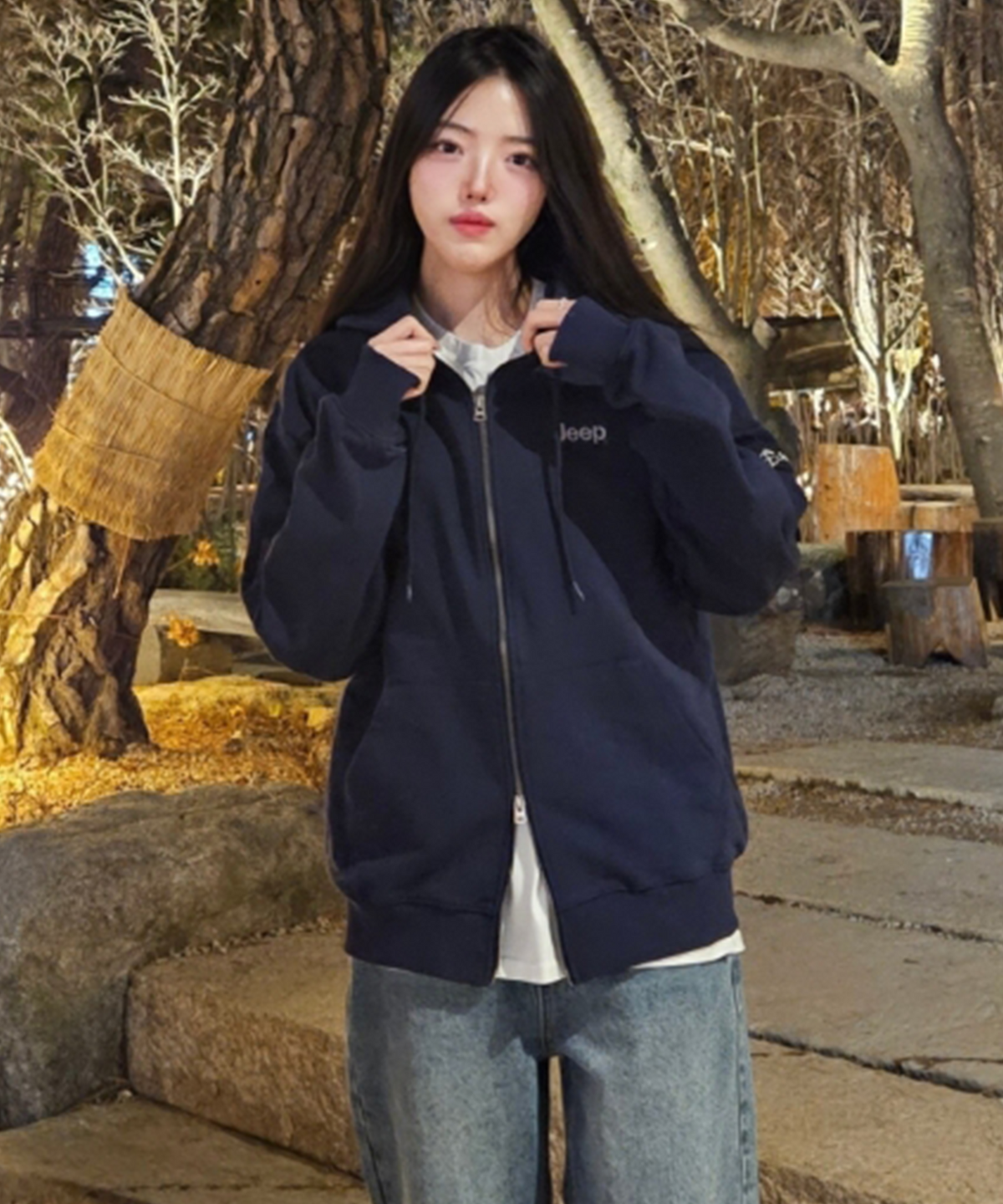 지프(JEEP) 2WAY 오버핏 스몰 지프 후드집업 (JR5TZU051NA)
