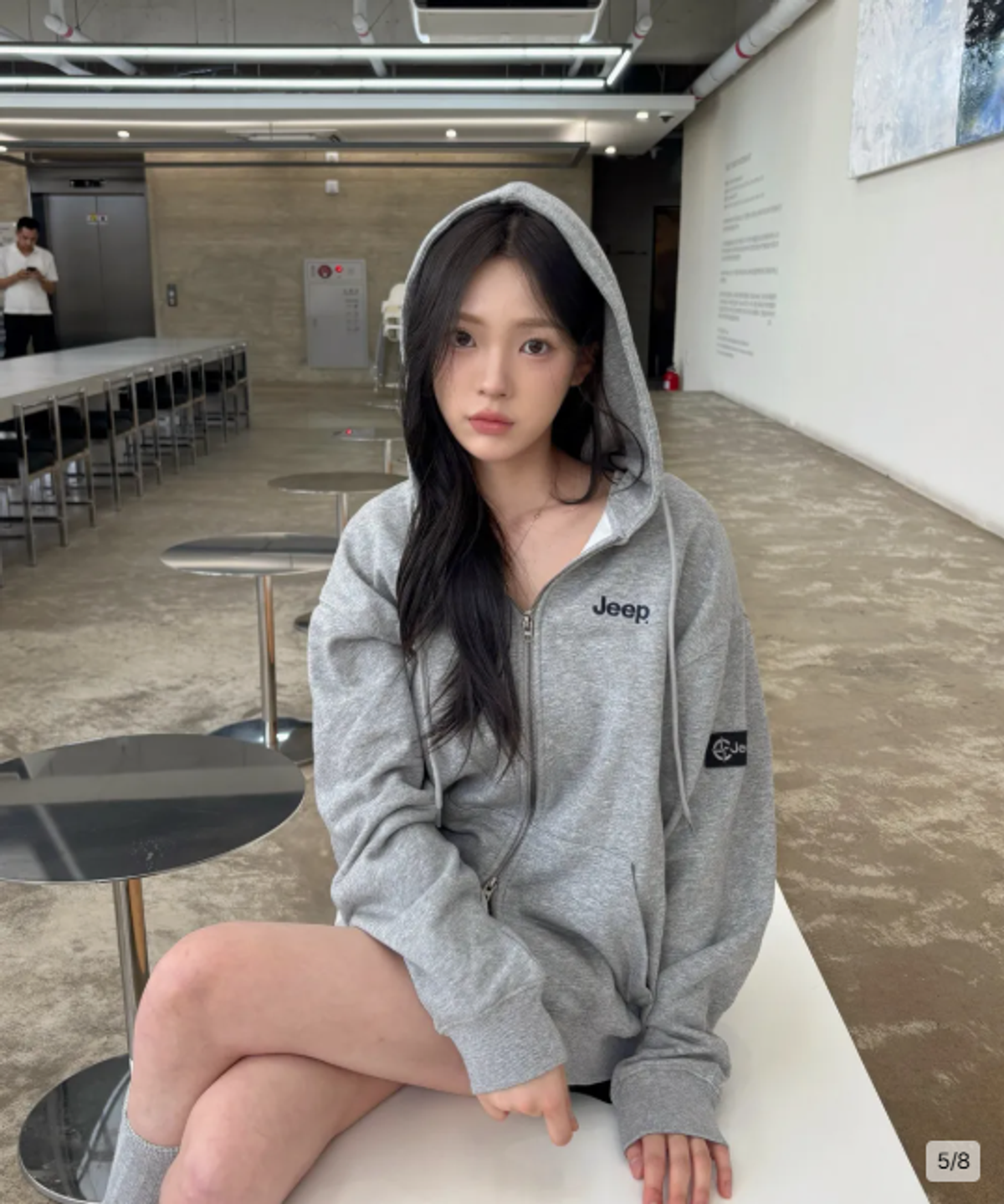 지프(JEEP) 2WAY 오버핏 스몰 지프 후드집업 (JR5TZU051MG)