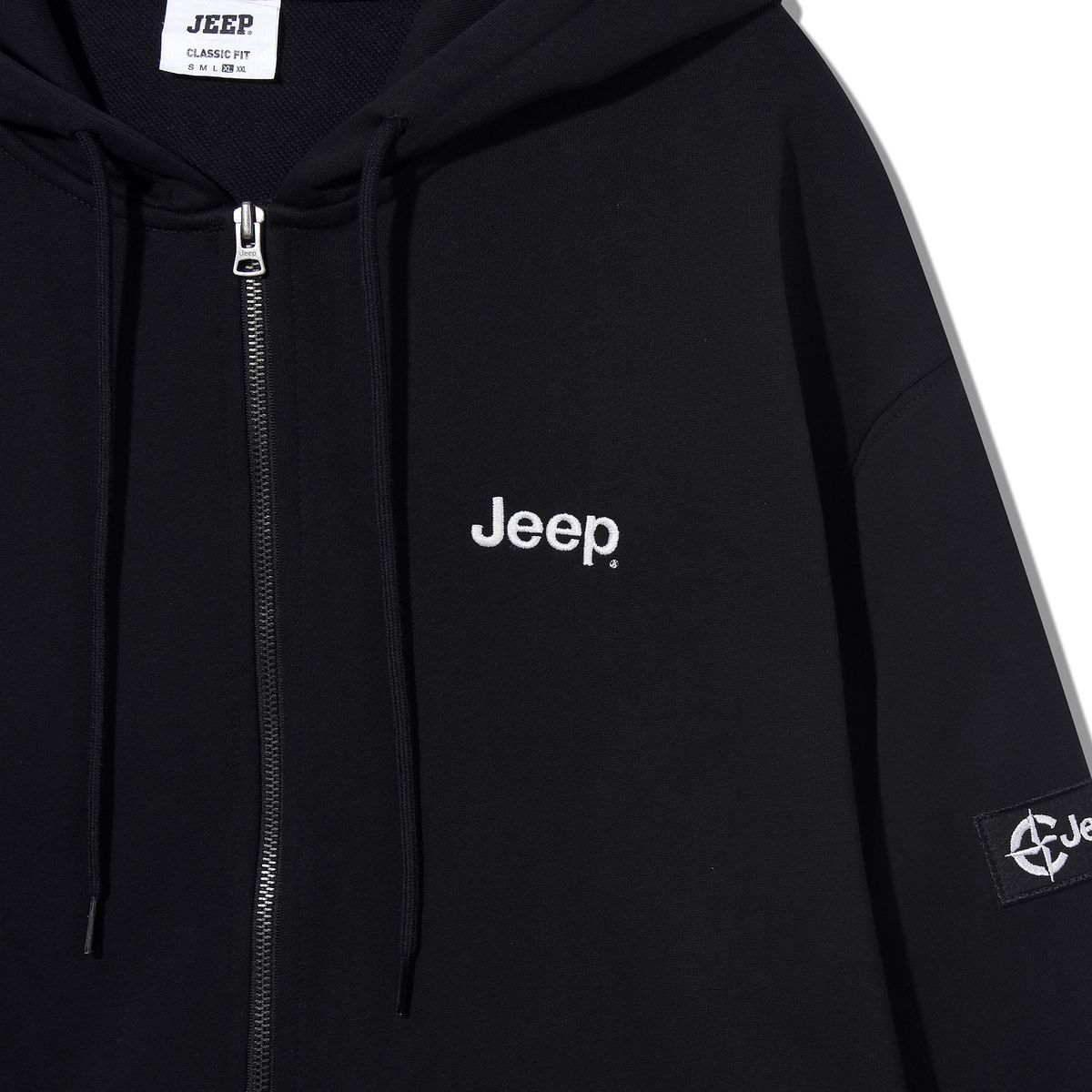 지프(JEEP) 2WAY 오버핏 스몰 지프 후드집업 (JR5TZU051BK)