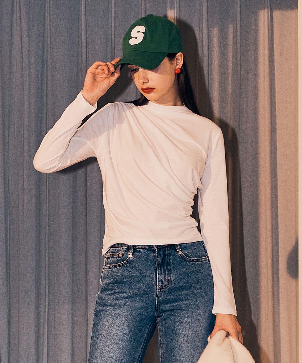 실른(SILN) Shirring long sleeve t-shirts (WHITE)