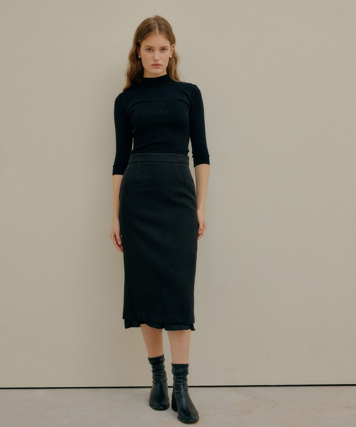 엽페(YUPPE) LAYERED SKIRT_BLACK