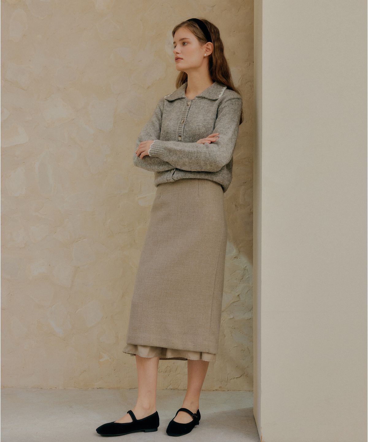 엽페(YUPPE) LAYERED SKIRT_BEIGE