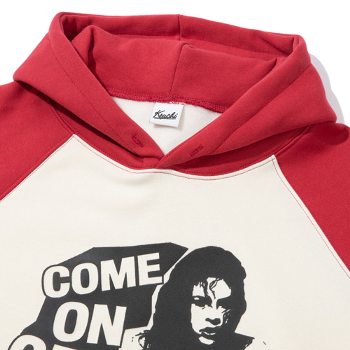 크루치(KRUCHI) GREEDY RAGLAN HOODIE (RED BEIGE )