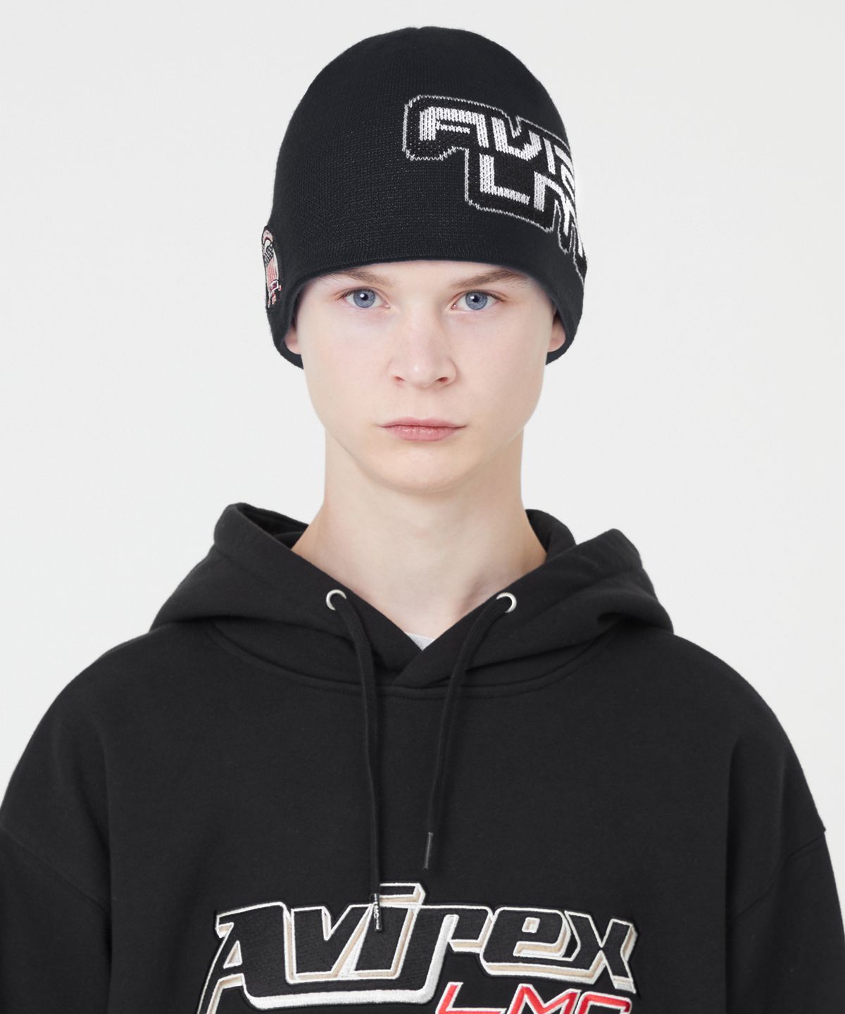 엘엠씨(LMC) LMC X AVIREX JACQUARD UNCUFFED BEANIE black