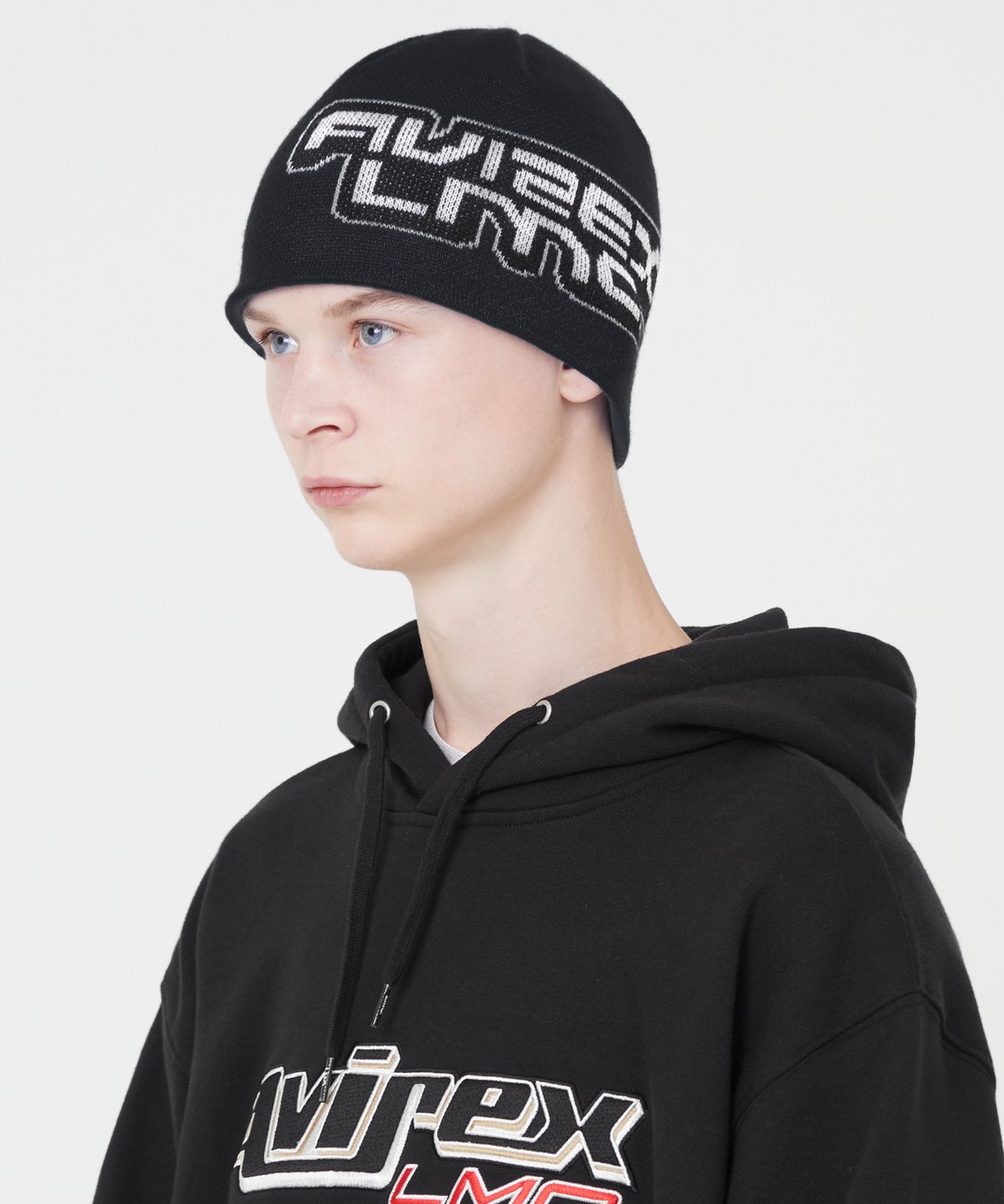 엘엠씨(LMC) LMC X AVIREX JACQUARD UNCUFFED BEANIE black