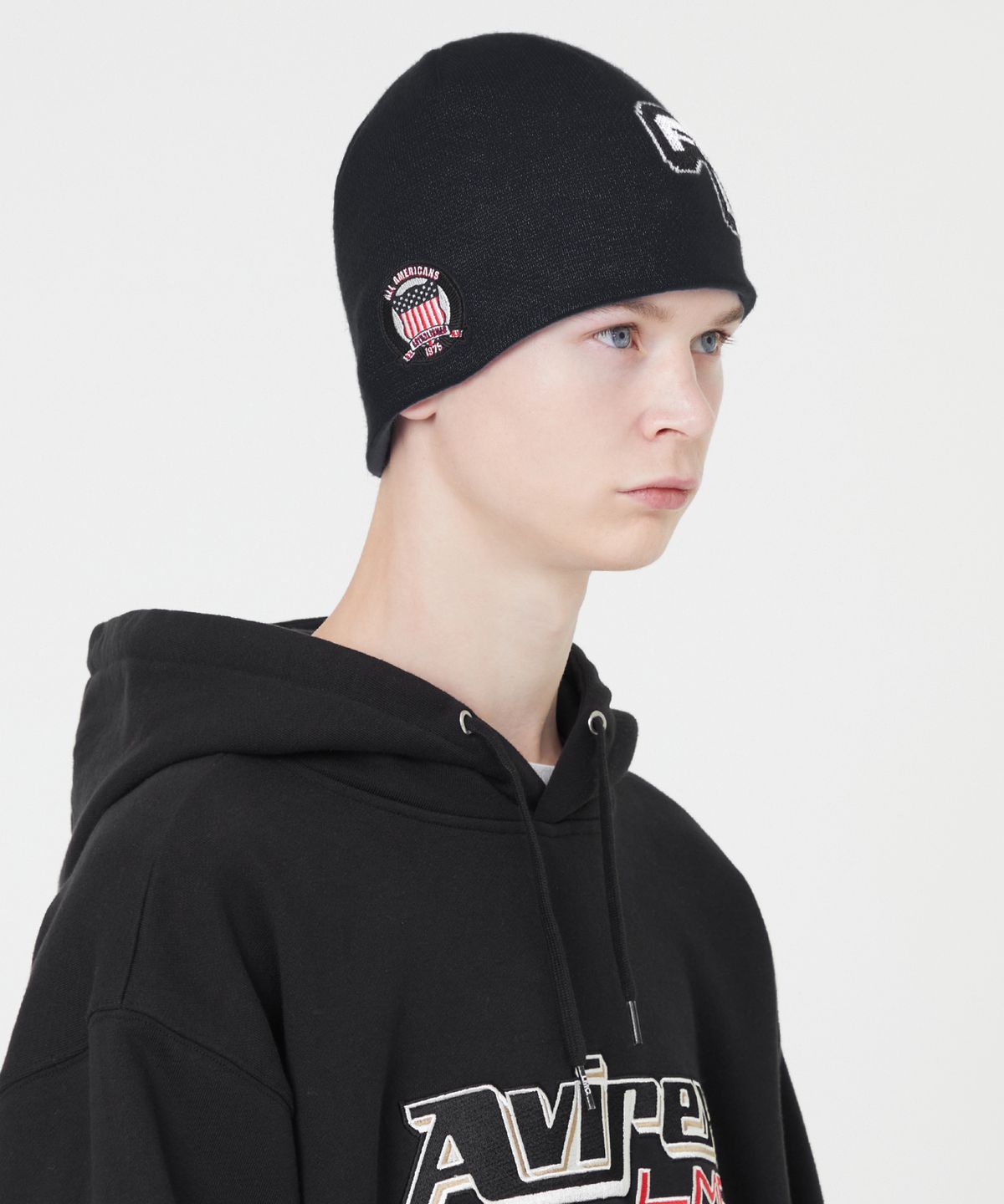 엘엠씨(LMC) LMC X AVIREX JACQUARD UNCUFFED BEANIE black