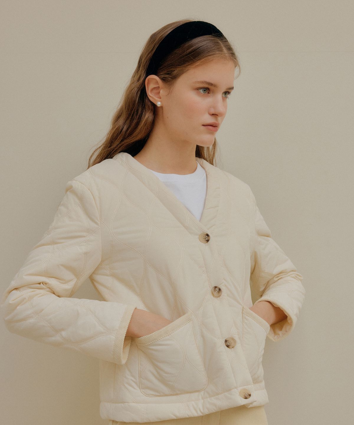엽페(YUPPE) QUILTING JACKET_IVORY