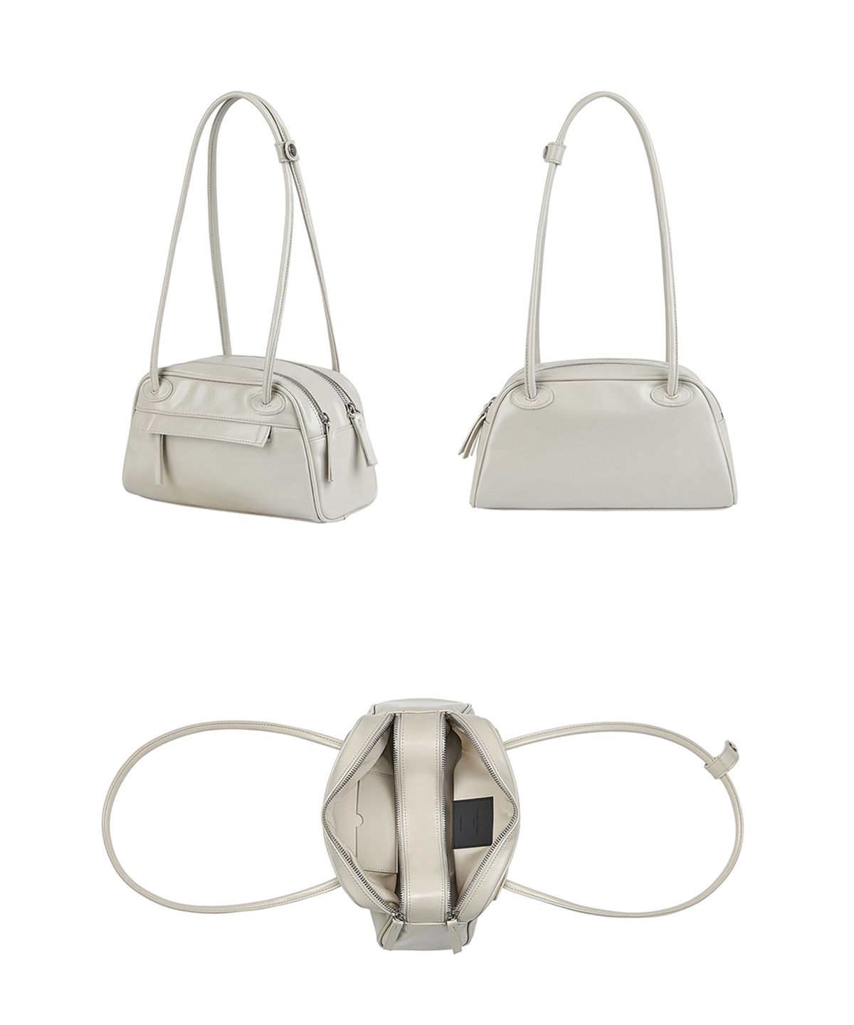 크리스틴프로젝트(CHRISTINE PROJECT) TWO ZIPPER BAG  BAGUETTE(CREAMY OYSTER)