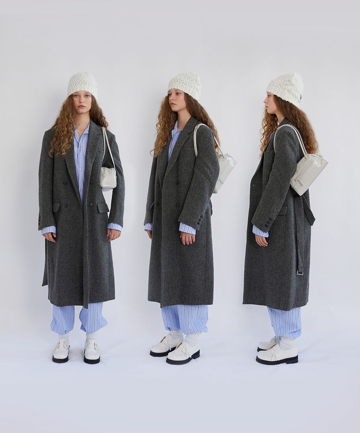 크리스틴프로젝트(CHRISTINE PROJECT) TWO ZIPPER BAG  BAGUETTE(CREAMY OYSTER)