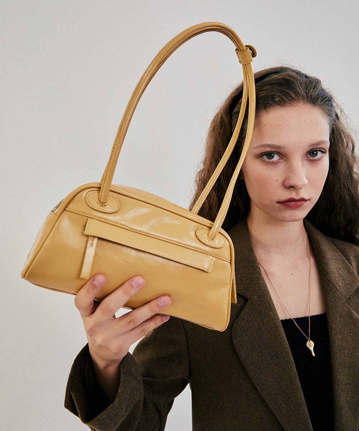 크리스틴프로젝트(CHRISTINE PROJECT) TWO ZIPPER BAG  BAGUETTE(BROWN BUTTER)