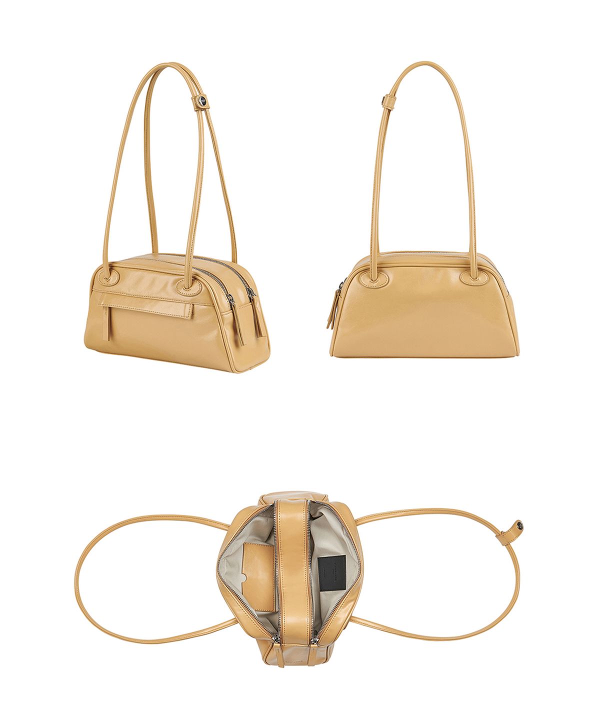크리스틴프로젝트(CHRISTINE PROJECT) TWO ZIPPER BAG  BAGUETTE(BROWN BUTTER)