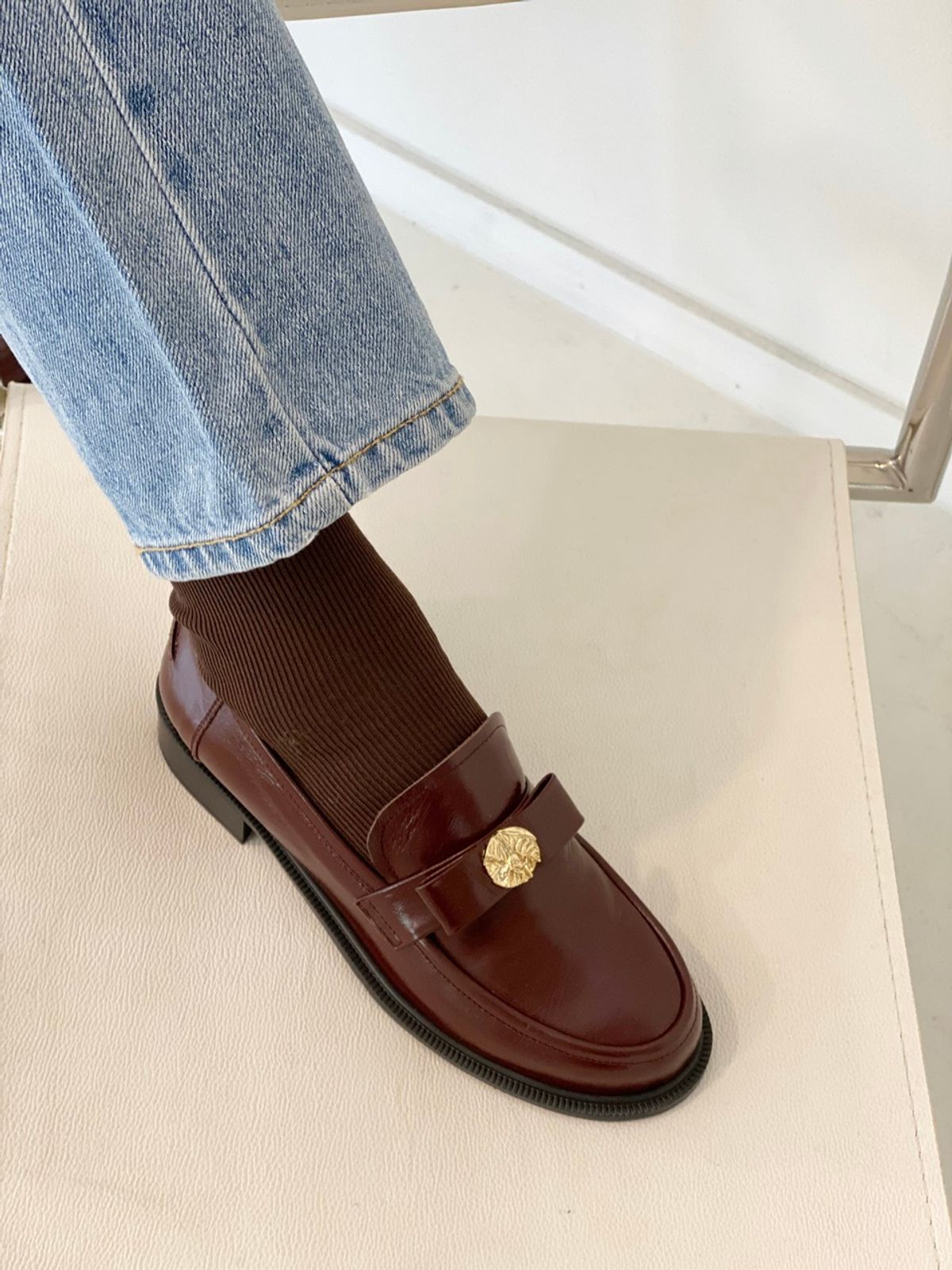 쥬다르(JEU DART) arte ribbon loafer brown