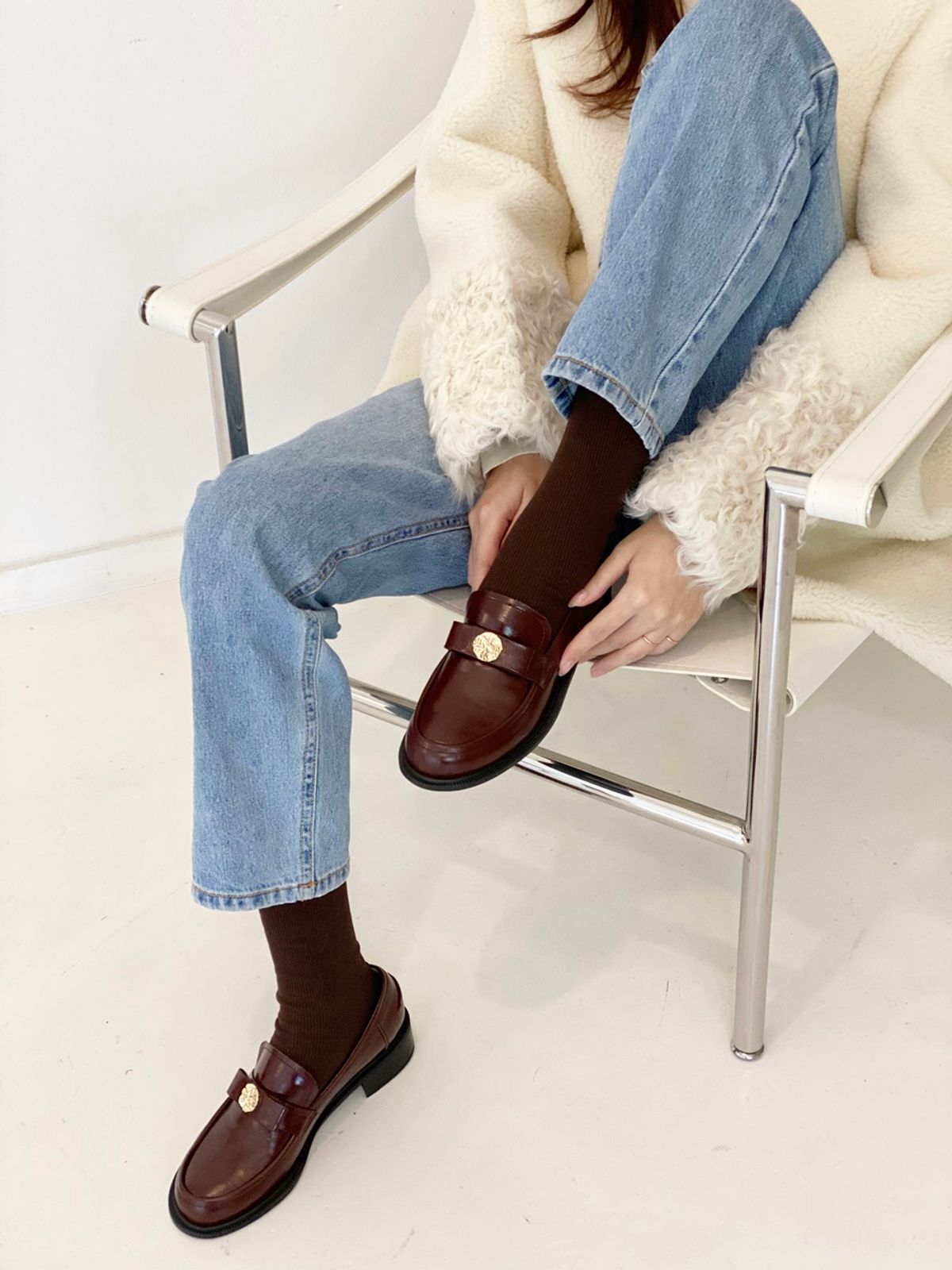 쥬다르(JEU DART) arte ribbon loafer brown