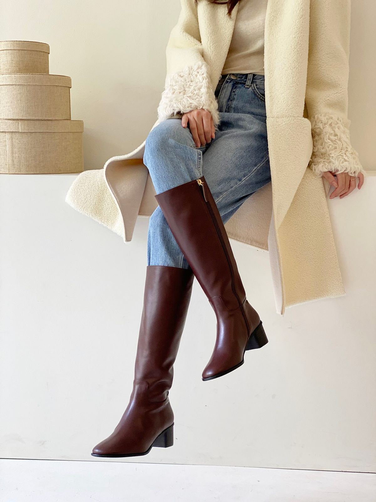 쥬다르(JEU DART) muse slim long boots brown