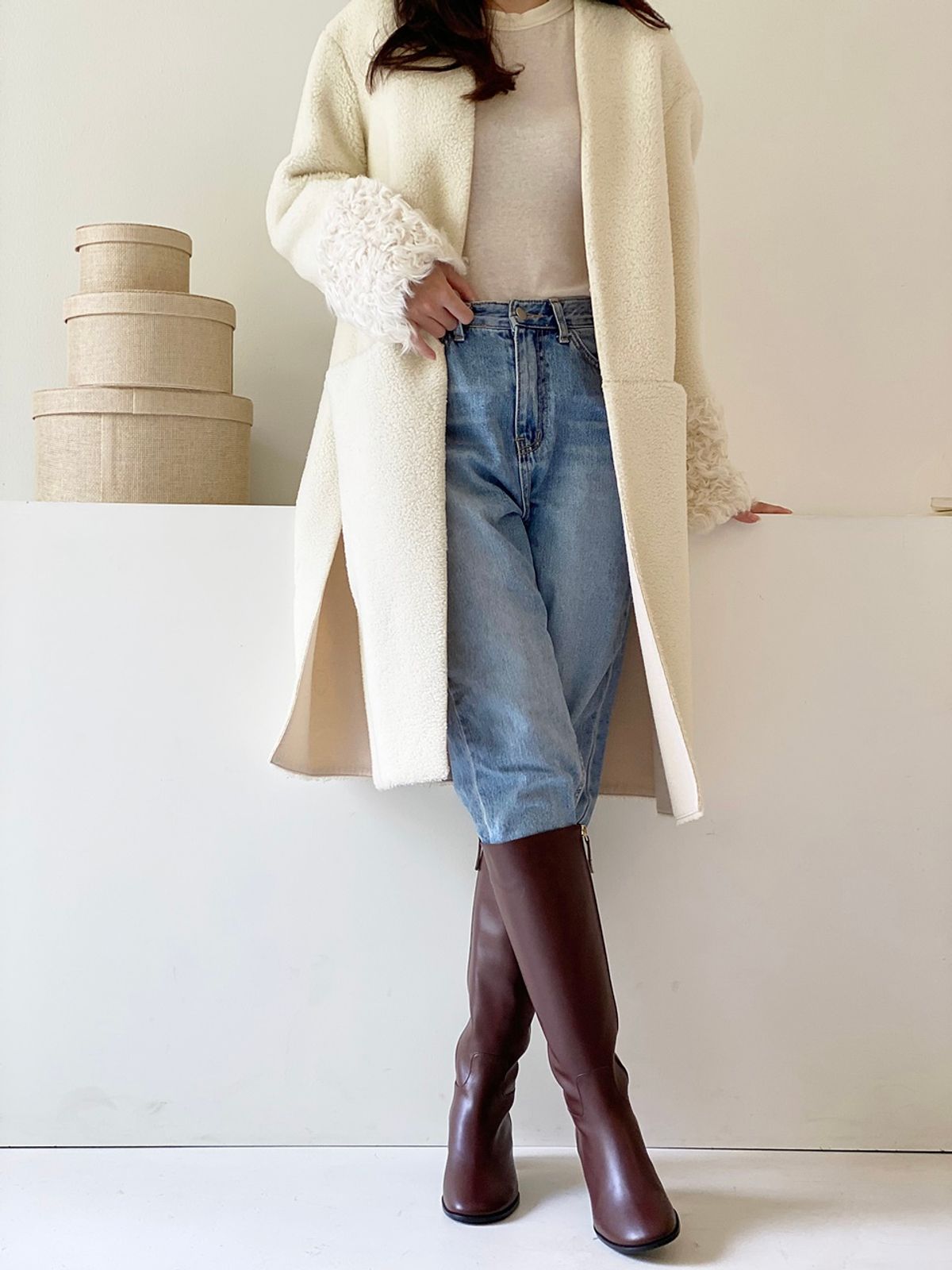 쥬다르(JEU DART) muse slim long boots brown