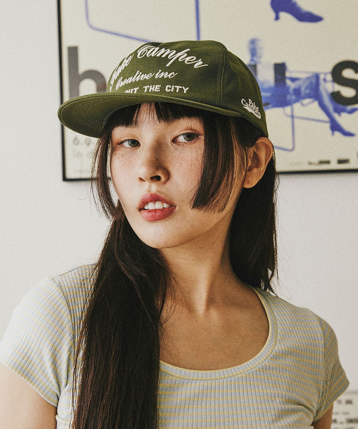 페이크캠퍼(FAKE CAMPER) SCRIPT 캠퍼 스크립트 레터링 스냅백 [KHAKI]