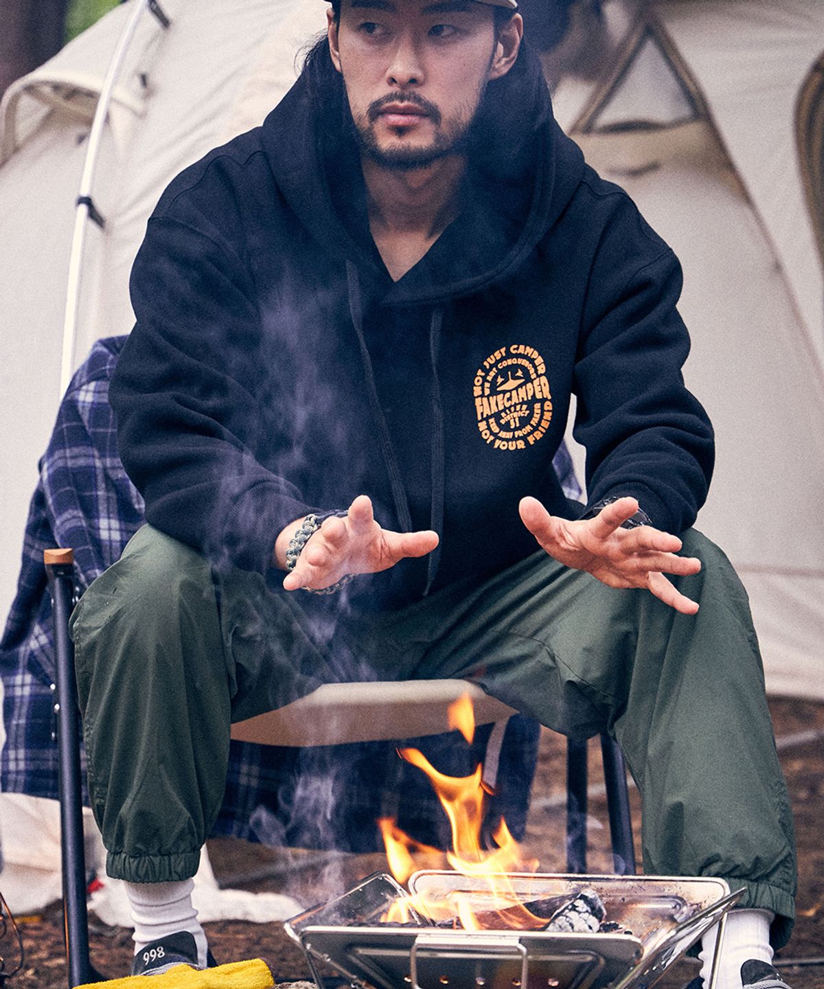 페이크캠퍼(FAKE CAMPER) ALIEN 에일리언 서클 기모 후드티셔츠 [BLACK]