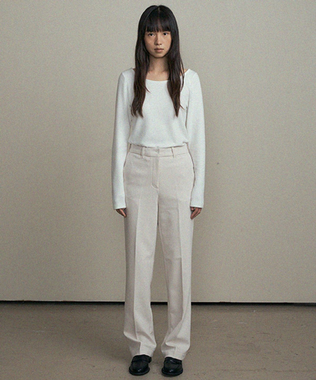 링서울(LINGSEOUL) straight slim pants-ivory