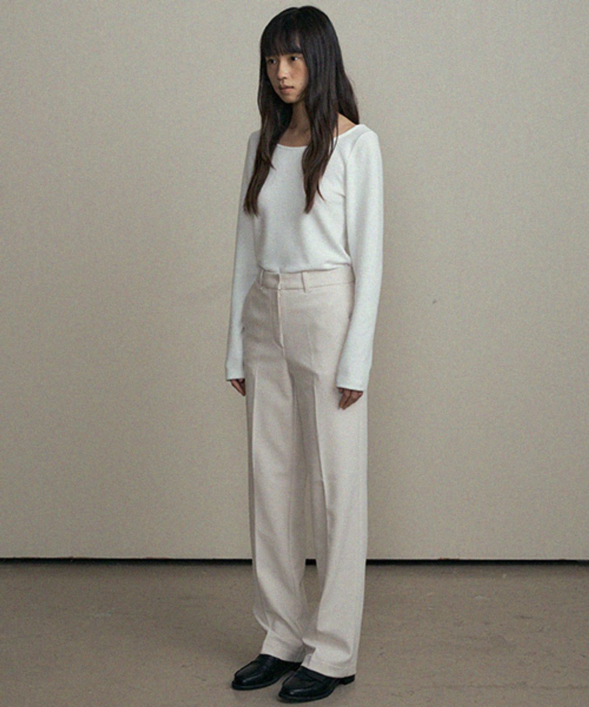 링서울(LINGSEOUL) straight slim pants-ivory