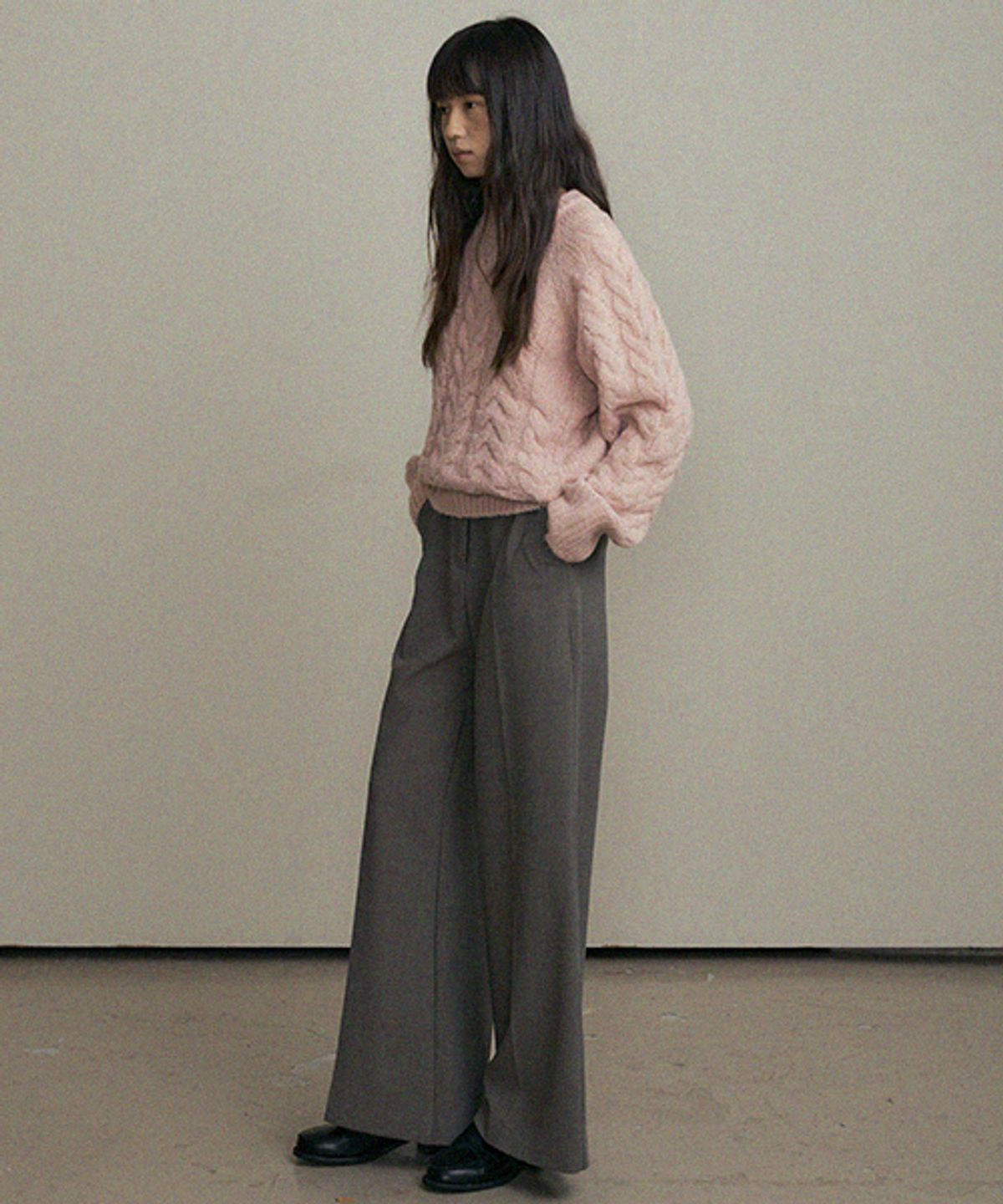 링서울(LINGSEOUL) bootscut banding pants-grey