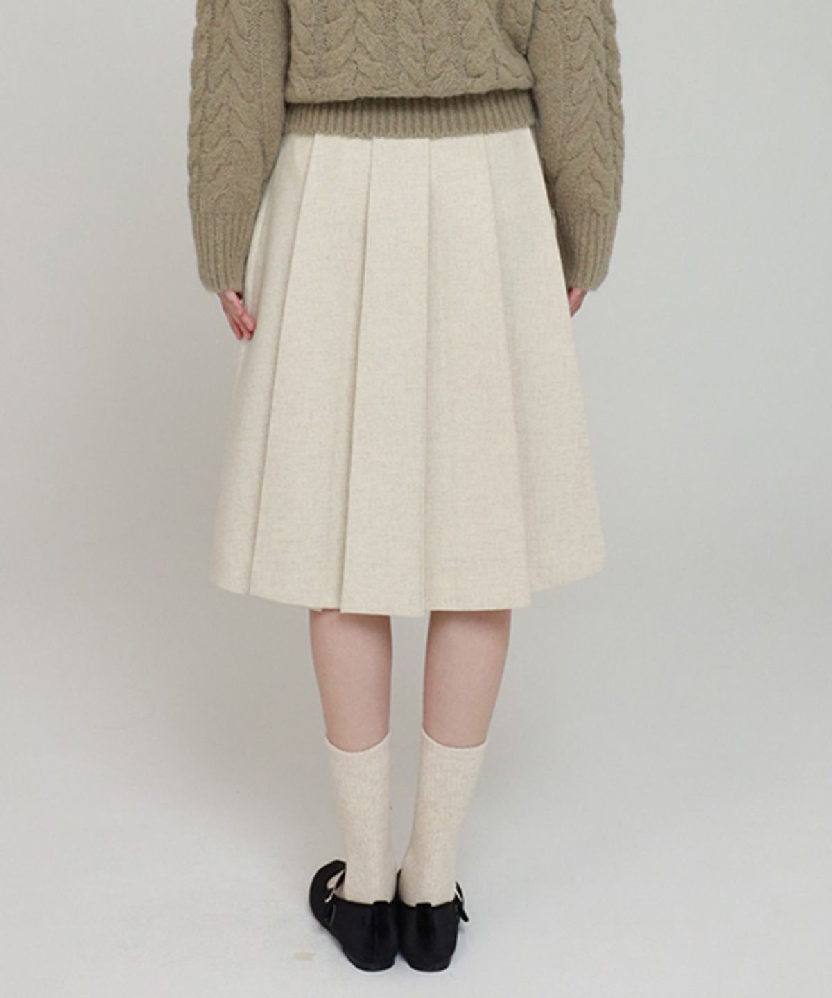 링서울(LINGSEOUL) wool pintuck skirt-ivory
