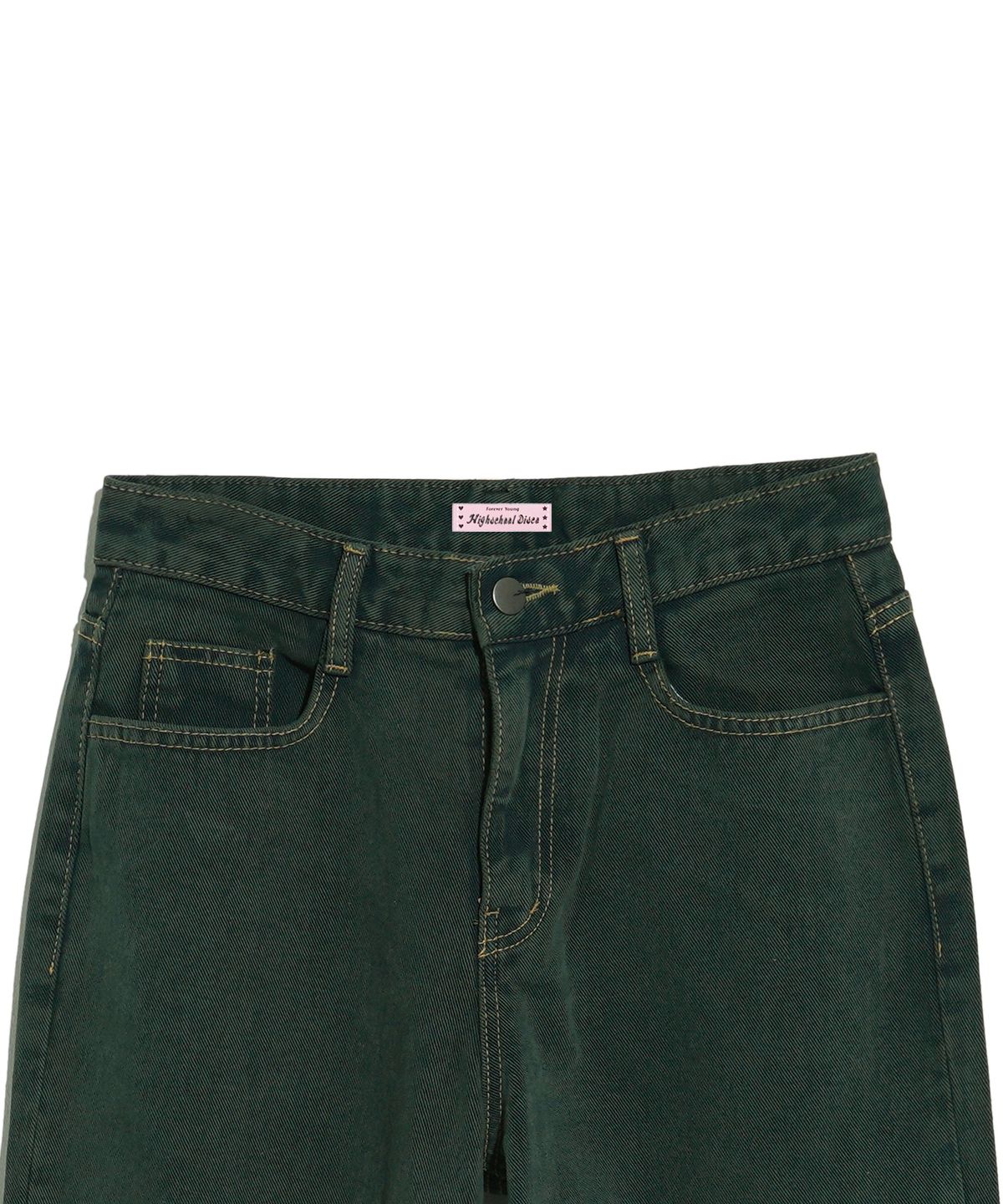 하이스쿨디스코(HIGH SCHOOL DISCO) WIDE DENIM PANTS_DEEP GREEN