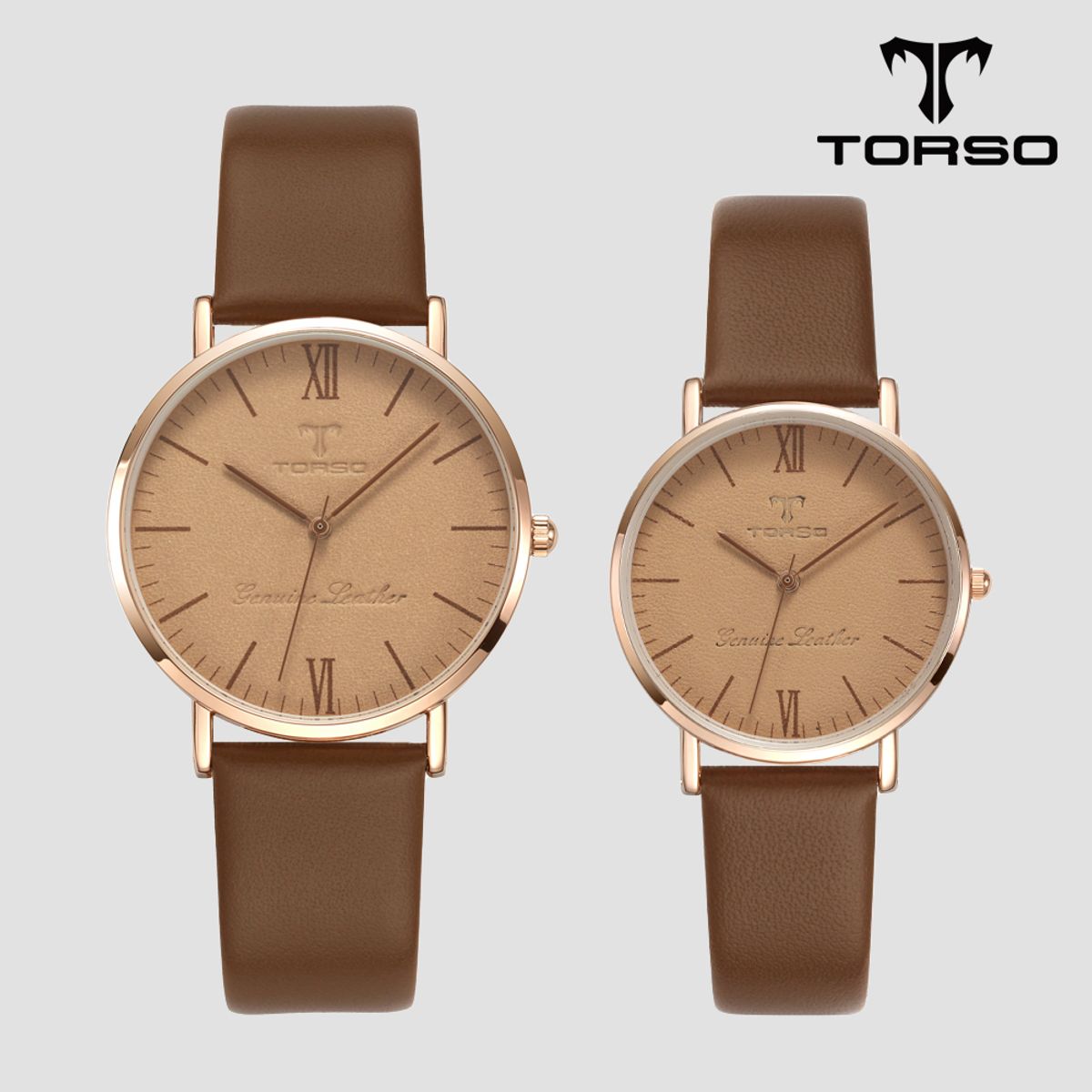 토르소(TORSO) T0014L-RCBR 레더 다이알 커플시계