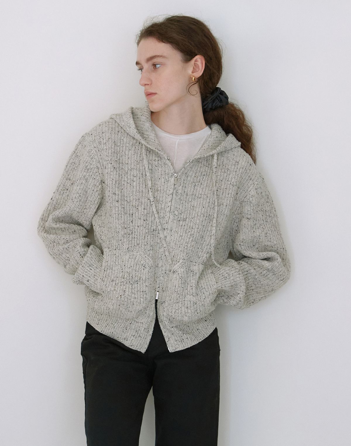 스텝어라운드(STEP AROUND) Soft nef two-way casual hoody (LIGHT GREY NEF)
