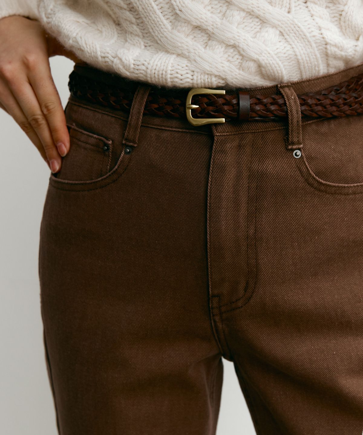 스텝어라운드(STEP AROUND) Straight fit washing cation pants [BROWN]