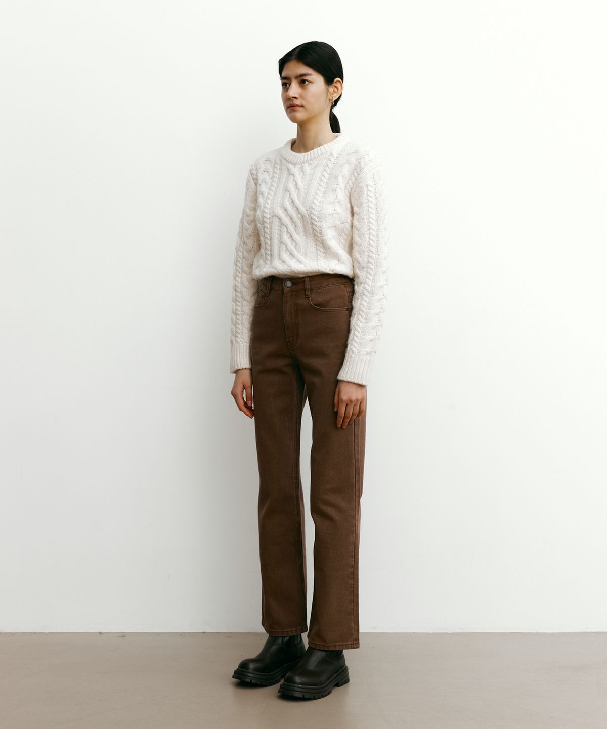 스텝어라운드(STEP AROUND) Straight fit washing cation pants [BROWN]