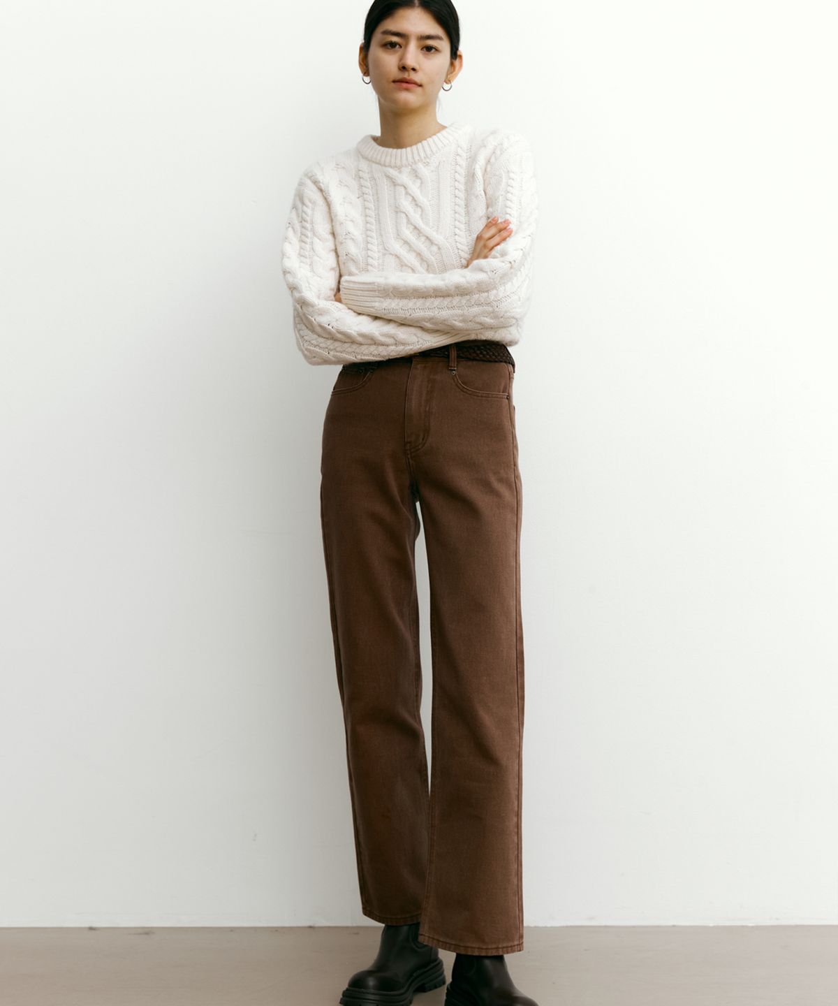 스텝어라운드(STEP AROUND) Straight fit washing cation pants [BROWN]